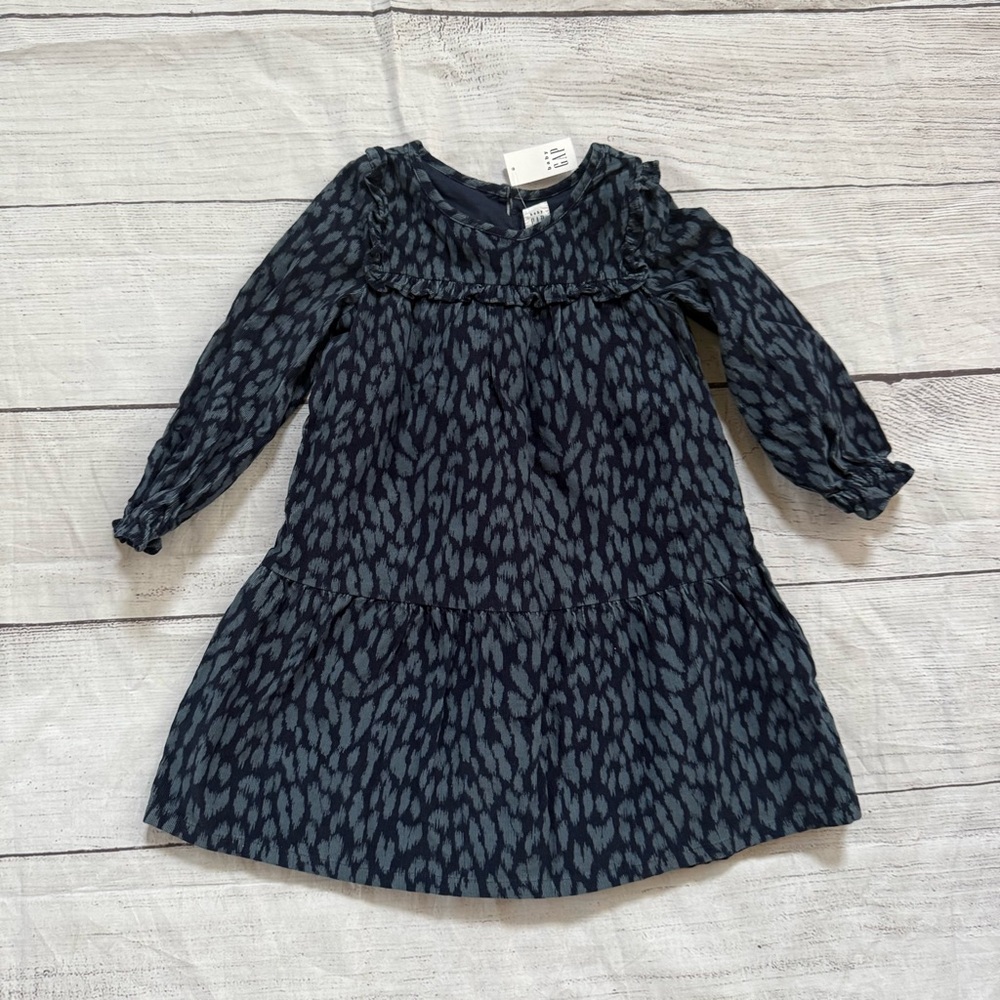 baby GAP Toddler Size 5 Corduroy Print Ruffle Dress Blue Gray NEW
